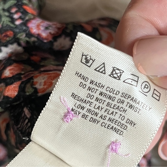 Maeve Front Pleated Multi-Color Floral Long Sleeve Blouse Top | Size XS - Picture 12 of 14